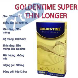 Bao cao su Goldenntime  Super Thin & Longer - Siêu Mỏng Kéo Dài Thời Gian - Hộp 12 bcs