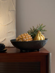 Luxurious Ceramic Fruit Tray Creative Home Living Room Tea Table Snack Dry Fruit Tray round Edge Fruit Basket Dining Utensils