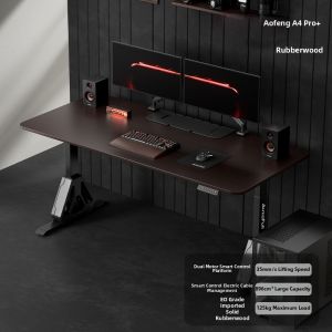 Electric Height Adjustable Black Walnut Gaming Desk