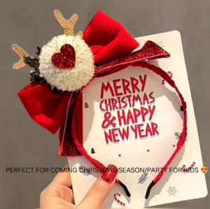 Christmas party Hairband Headband Headwear Colorful Bow Headband Holiday and hair clip random 12pcs