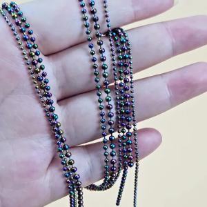 50cm Fly Tying Metal Bead Chain Colorful Copper Dumbbel Chain Eyes Bead 1.5mm/2mm/2.4mm Head Nymph Fly Tying Material