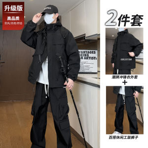 Thickened Cotton Jacket And Pants Set for Men Autumn Winter Style Fleece Lined Windproof Big Size Casual Sportswear