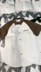 [ TẶNG QUÀ] Áo sơ mi nam nữ tay ngắn thêu họa tiết chữ phối màu đẹp sang trọng chất vải cotton lạnh chống nhăn xù mẫu mới 2023 giá rẻ [ ảnh thật+ video]