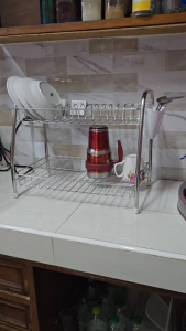 ชั้นแสตนเลส เอนกประสงค์คว่ำจาน 2ชั้น สำหรับวางบนเคาน์เตอร์ หรือโต๊ะ