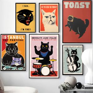 Modern Pop Black Cat Wall Art Poster Poster Paper Print Home Living Room Bedroom Entrance Bar Cafe Art Painting Decoration