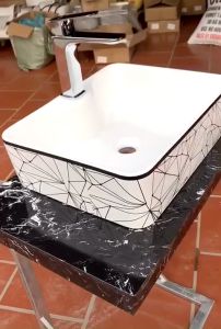 Lavabo đặt bàn chậu rửa đặt bàn bồn rửa mặt lavabo viền đen lavabo chấm bi lavabo mạng nhện lavabo cá nghệ thuật nhập khẩu