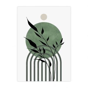 Bohemian Green Wall Art Geometric Minimalist Leaf Abstract HD Canvas Poster Prints Home Bedroom Living Room Decor Gift