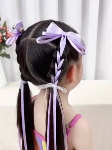 Set 2 kẹp tóc nơ tua rua đan tết dành cho bé gái PK160