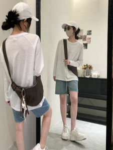 Áo Thun Cotton Mỏng Dài Tay Rộng Rãi Mùa Hè Cho Nữ Áo Chống Nắng Áo Khoác Mỏng Thoáng Khí Phong Cách Hàn Quốc Cổ Tròn Dài Vừa Phải