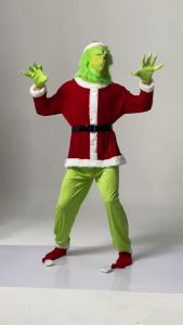 ของเล่นสัตว์ประหลาดผมสีเขียวชุดคริสต์มาสสำหรับวันฮาโลวีนสีเขียว Grinch Strange Heroes And Theves ชุดปาร์ตี้งานเทศกาล สวมบทบาทThe Grinch Cosplay ชุดฮาโลวีนเด็ก halloween costume for kids