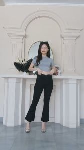 Celana Panjang Highwaist Cutbray Jeans Wanita Jumbo Bootcut Denim Stretch Polos JSK