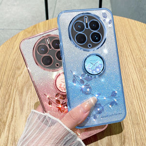 Case for Honor 90 Lite Case Plating Gradient Shiny Small Rhinestone Rose Shockproof Phone Case Cover