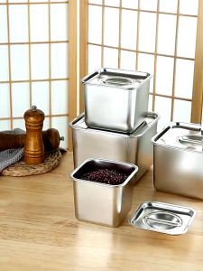 ถังปรุงรส สเตนเลส พร้อมฝาปิด ทรงสี่เหลี่ยม สําหรับใส่เครื่องปรุงรส