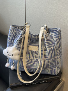 IT HKins Large Capacity Tote Bag 2025 New Style Single Shoulder Womens Bag Versatile Commuting Work Bag British Style Polyester Lining