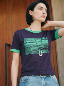 Basic House | Color Block Print Fashionable Women Short Sleeve T-Shirt