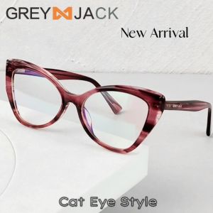 Grey Jack Kacamata Antiradiasi Blueray Semi Cat Eye/ Style Wanita Kekinian Bahan Acetate Bisa Minus Antiradiasi Blueray Photocromic 8815