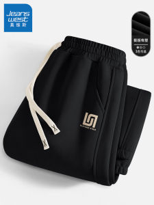กางเกงกีฬาทรงหลวมสีดำสำหรับผู้ชาย Jeanswest กางเกงขายาวสไตล์อเมริกันย้อนยุคสำหรับฤดูใบไม้ร่วง ทรงหลวม ทรงหลวม