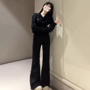 Ge·an·fei | Knitted Long Sleeve Sweater Black Early Autumn Female 2026