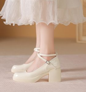 Love Tao Love French Style Wedding Shoes for Women High Heel with Superfine Fiber Interior and Coarse Heel Bottom Waterproof