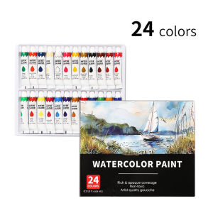 Watercolor Paint Set 12/24 Colors 6ml Tubes High Transparency Provide Outstanding Lightfastness for Artists & Hobbyists