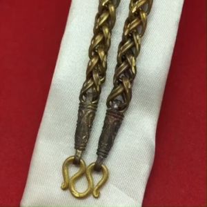 สร้อยคอทองเหลืองโบราณลายหางกระรอก สี่เสาโปร่ง ความยาว 24 นิ้ว งานทองเหลืองแท้ งานดิบไม่ได้ชุบ ทองเหลืองโบราณ