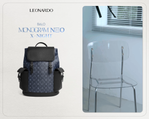 [Mua 3 giảm 10%] Leonardo Balo Nam Monogram Neo X-Night Da Microfiber Cao Cấp Thiết Kế Nắp Gập Đựng Vừa Laptop Chống Thấm Nước