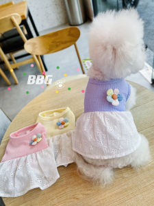 Princess Style Pure Cotton Spring Summer Clothes for Teddy Bichon Puppy Cat Chihuahua Pomeranian Snow White Dog Pet Clothes