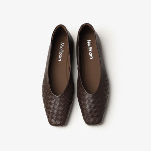 MIOLLIBARN | Brown Open Toe French Soft Leather Flat Shoe