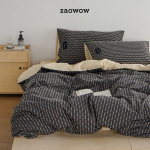 Zwow Scandinavian Three-Dimensional Colored Mesh Gradient Jacquard Color Matching New Chinese Style 100 All Cotton Pure Cotton Bed Four-Piece Set