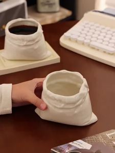 1/2PCS Ceramic Coffee Cup Heat-resistant 450ML Water Cup Cloth Bag Mug Hand-crafted Non-slip Espresso Cup Office Essentials