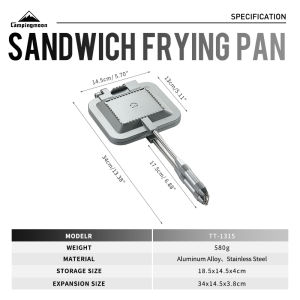 Campingmoon | CAMPINGMOON TT-1315 Nonstick Sandwich Maker Double-Sided Grilled Cheese Flip Frying Pan Toasted Baking Kitchen Appliance