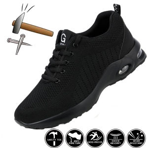 Summer Air Cushion Work Safety Shoes For Men Breathable Work Sneakers Steel Toe Shoes Anti-puncture Safety Protective Shoes