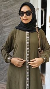 Cleya Drees Cringkel Bordir | Gamis wanita Muslimah Eyeclusive