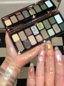 Chanyuan 16 Colors Eyeshadow Palette Natural Matte Green Shiny Earth Tone Eyeshadow for Dark Circles Correction Adult Use