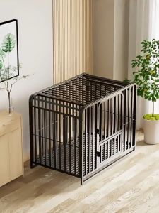 🐶Mobile Upgraded Six-sided Square Tube Dog Cage Large  With Tray Pet Cage Indoor Dog House