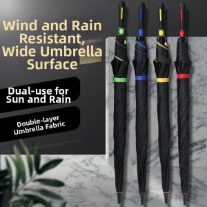 Extra Large Double Layer Long Handle Automatic Durable Wind Resistant Straight Umbrella for Two People