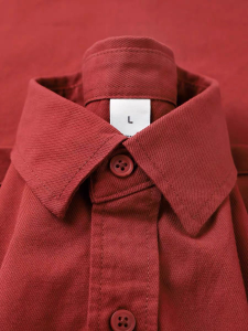 Red Long Sleeve Cotton Shirt Womens Base Layer Loose Fit Slimming Outerwear Casual Style Pure Cotton Button up Polo Neck