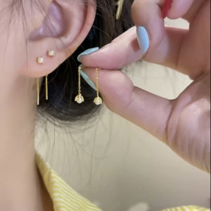 Elegant Long Tassel S925 Sterling Silver Drop Earrings Versatile Stylish Fresh out Fashion Jewelry for Women Commute Ear Wire