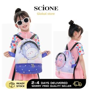 Childrens Swimming Bag with Dry and Wet Separation Waterproof Storage Bag Cute Cartoon Sports Portable Beach Backpack for Boys and Girls