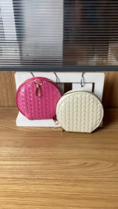 Candy-colored round mini coin purse for women Woven design