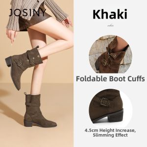 Josiny | Slim Retro Brown Pointed Boots Womens