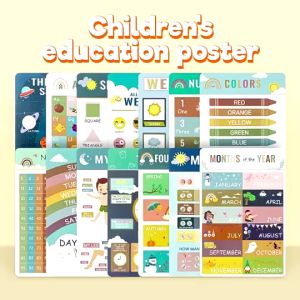12/16PCS Chart For Kid Educational Set Wall Colors Numbers Alphabet Chart Educational Toys For Baby