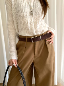 Korean Style Suede Belt Womens Solid Color Simple Match Skirt Jeans Belt Accessory Versatile Trendy Casual Alloy Buckle
