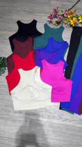 Bộ đồ tập gym yoga aerobic thể thao nữ áo croptop kèm mút quần dài lưng cao thun lạnh quảng châu cao cấp BINSPORTS BD260