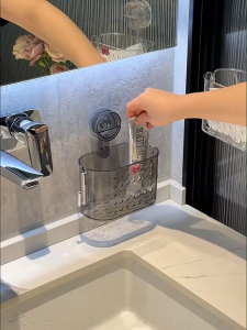 GAA Suction Cup Bathroom Organizer Rack No Punching Wall Mounted Toilet Storage Rack