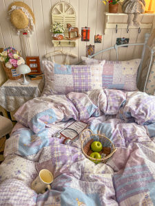 Cute INS Style Purple Bed Set Student Dormitory 0.9m