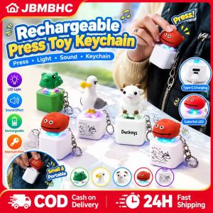 Jbmbhc 4 cái móc khóa động vật vui nhộn móc khóa bấm nút bấm cá dê Hải Âu bằng gỗ có thể sạc lại công cụ Giảm Căng Thẳng mới lạ sạc USB C đồ chơi để bàn âm thanh