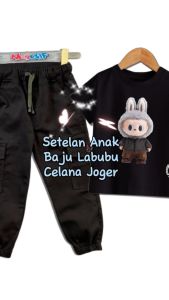 Setelan Cargo Anak Joger Laki-laki Baju Labubu Terbaru 4-12 Tahun Premium
