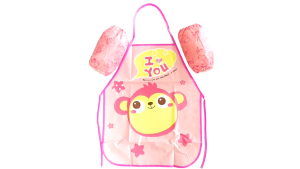 < With Arm Sleeves > Kids Apron Art Painting Cute Waterproof Multipurpose Cooking Art Cleaning Nylon