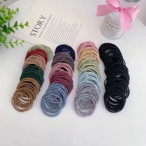 100PCS/Set Women 3.5CM Basic Nylon Elastic Hair Bands Ponytail Hair Scrunchie Rubber Bands Headband Hair Accessories Headwear